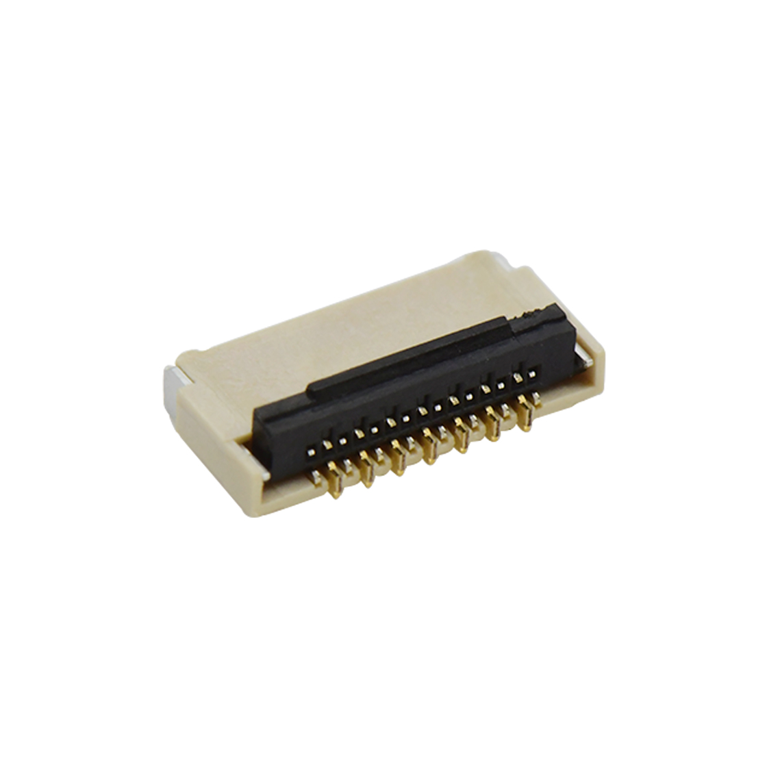 Pitch 0.30mm H0.9mm双排卧贴后掀盖双面接 FPC 15pin 本色 镀全金G/F
